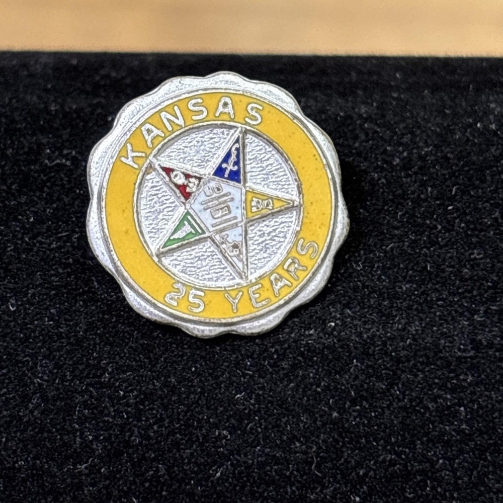 Vintage OES Order Eastern Star Kansas 25 Year Member Enamel Lapel Pin